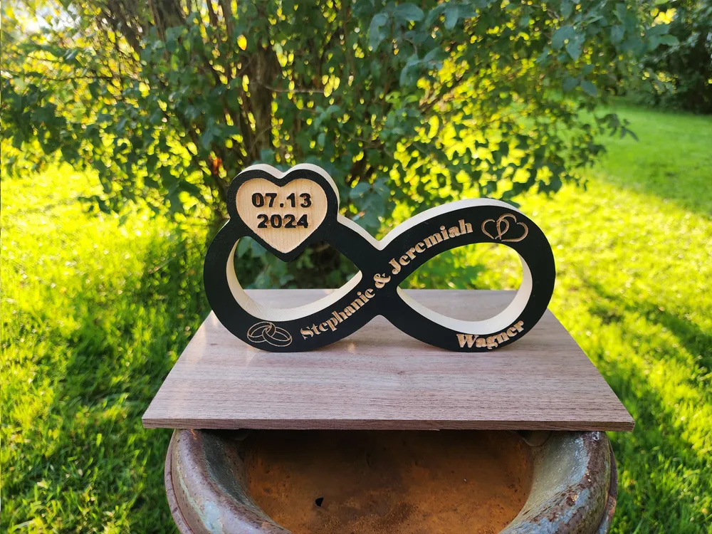 Custom Carved Infinity Symbol Wedding Table Plaque Décor Sign