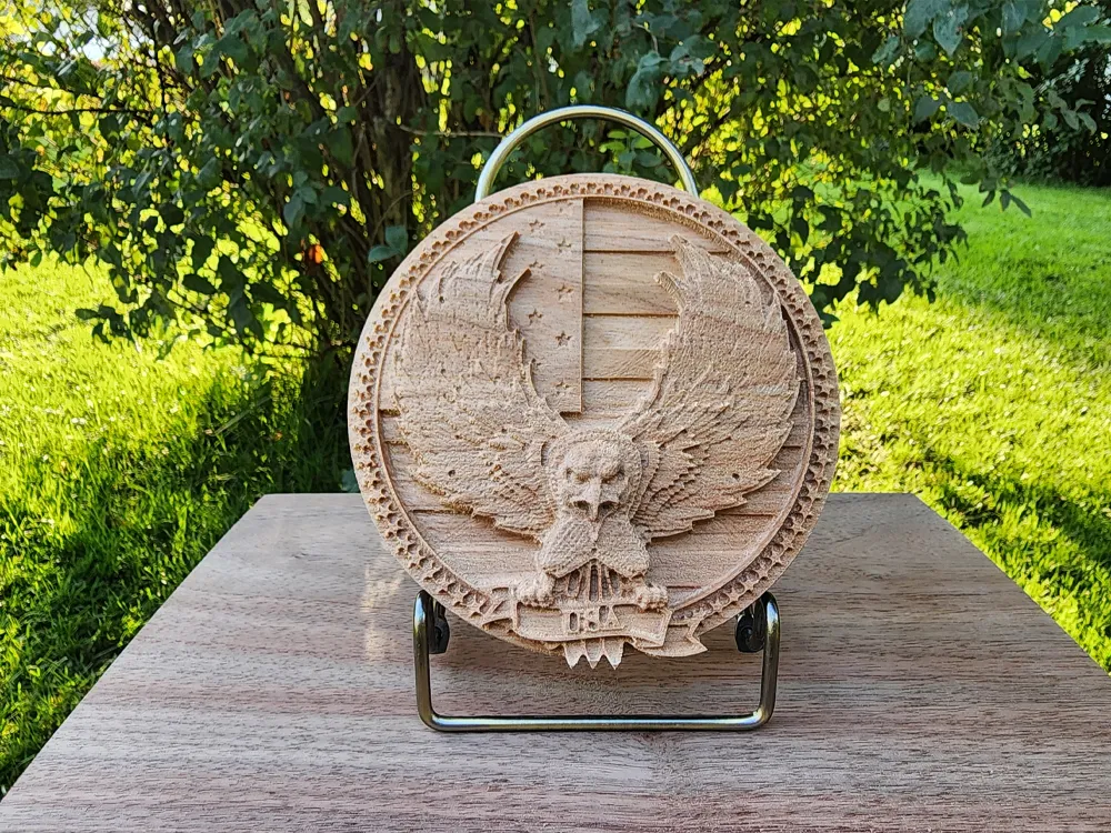 American Eagle with US Flag Patriotic Wood Carved Décor