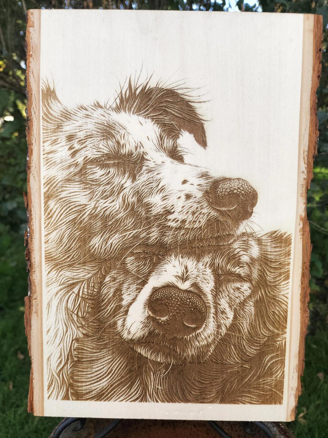 Dog Love Laser Engraved on Live Edge Wood Home Decor