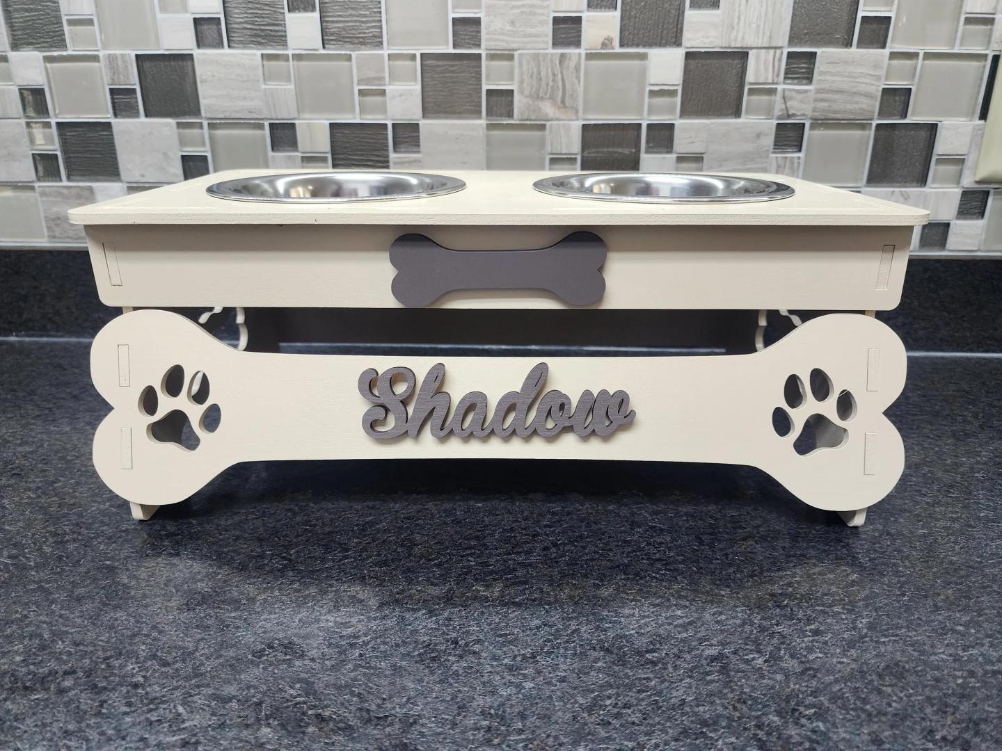 Personalized Medium Dog Bowl Stand Feeder Pet Bowl Stand